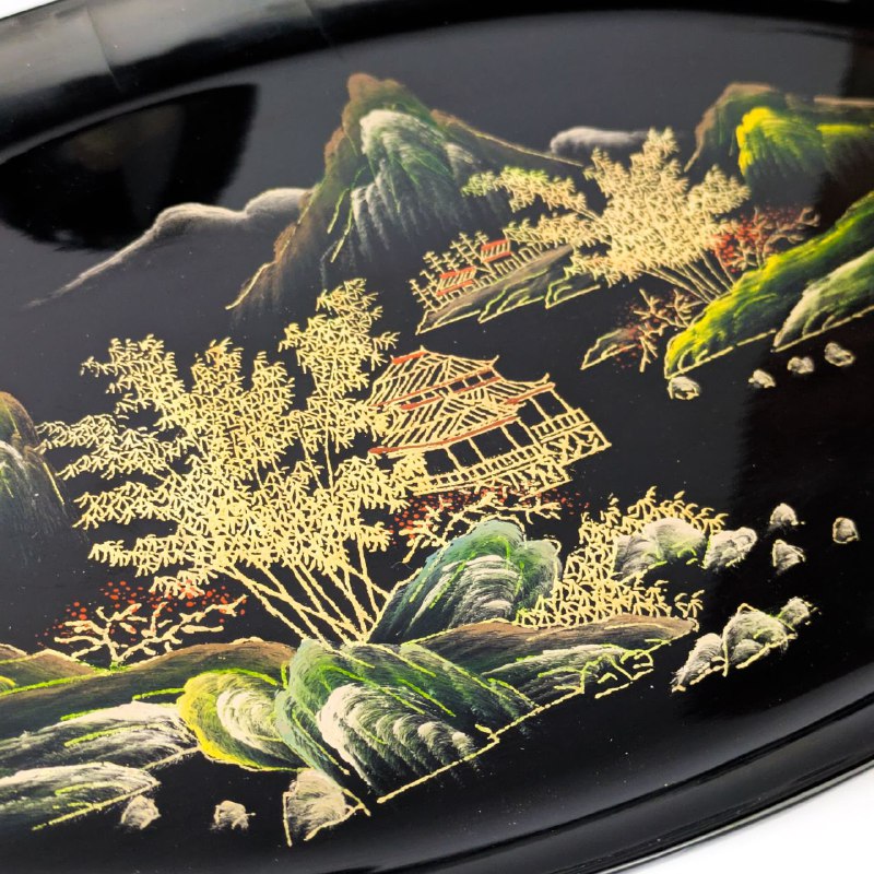 Set de tabaco para fumador, laca de Fujian, China, c.1950