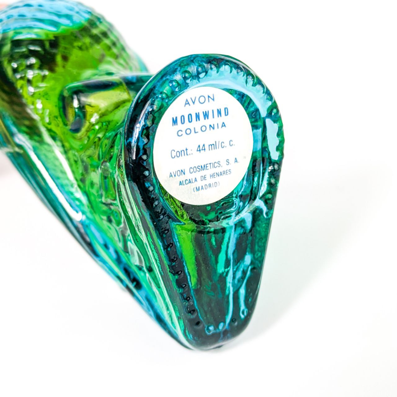 Botella vintage de colonia Avon Island Parakeet Moonwind c.1970