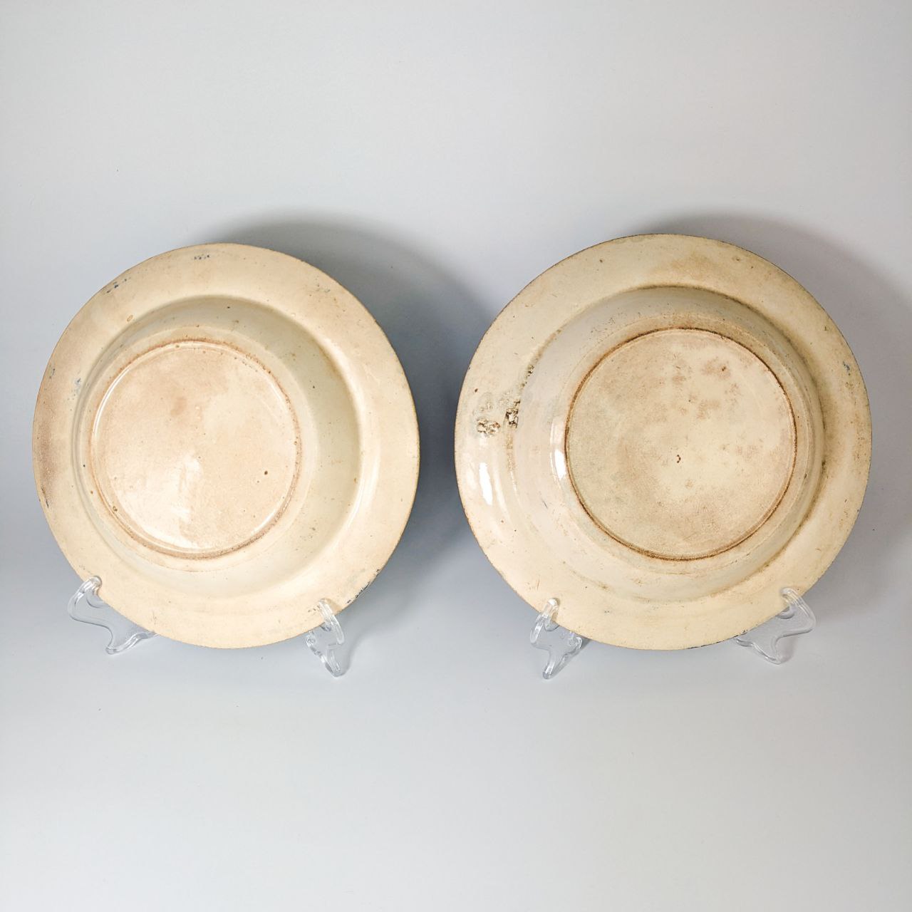 Pareja de Platos antiguos de loza Inglesa de finales del s.XIX con el patrón Blue Willow