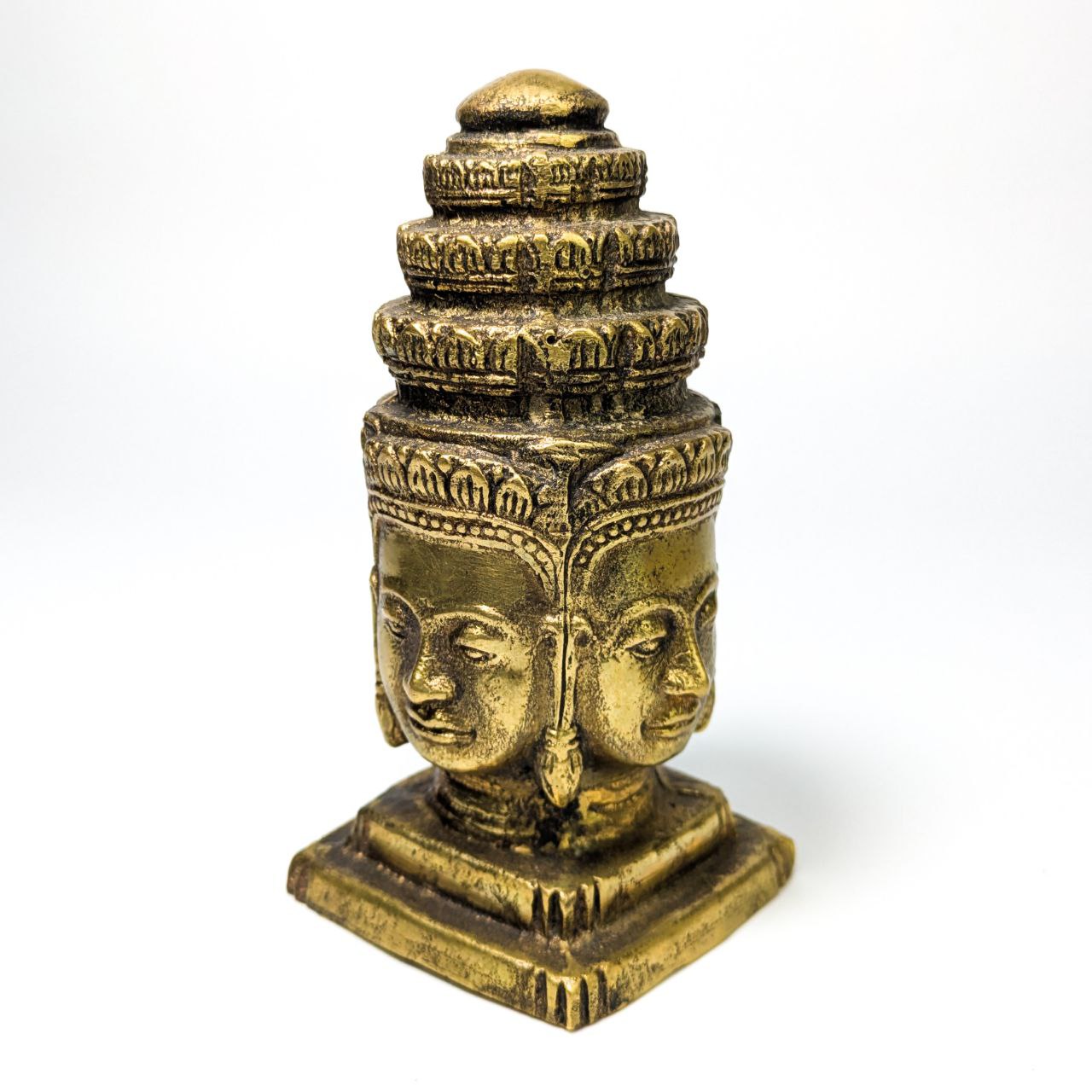 Cabeza del dios Hindú Brahma de bronce Jemer, Periodo Bayón s.XII, Camboya