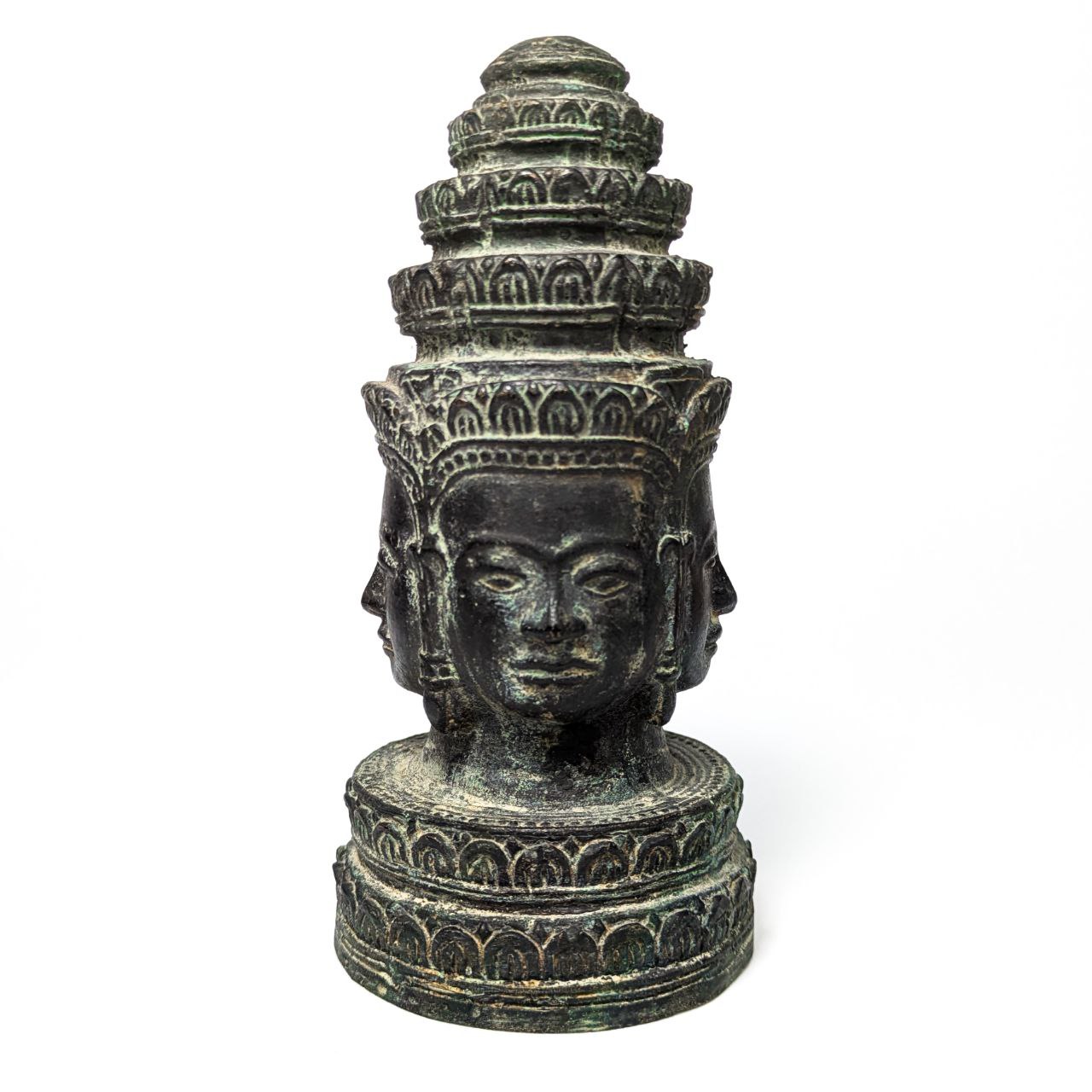 Cabeza del dios Hindú Brahma de bronce Jemer, Periodo Bayón s.XII, Camboya