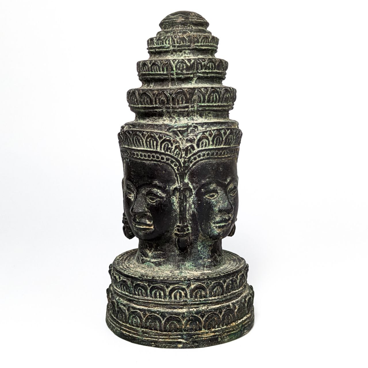 Cabeza del dios Hindú Brahma de bronce Jemer, Periodo Bayón s.XII, Camboya