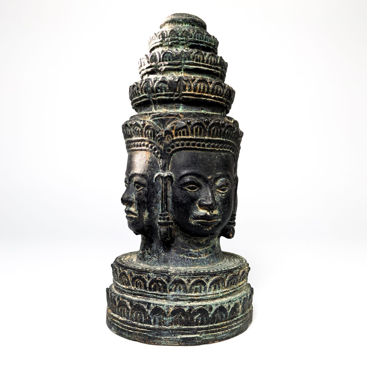 Cabeza del dios Hindú Brahma de bronce Jemer, Periodo Bayón s.XII, Camboya