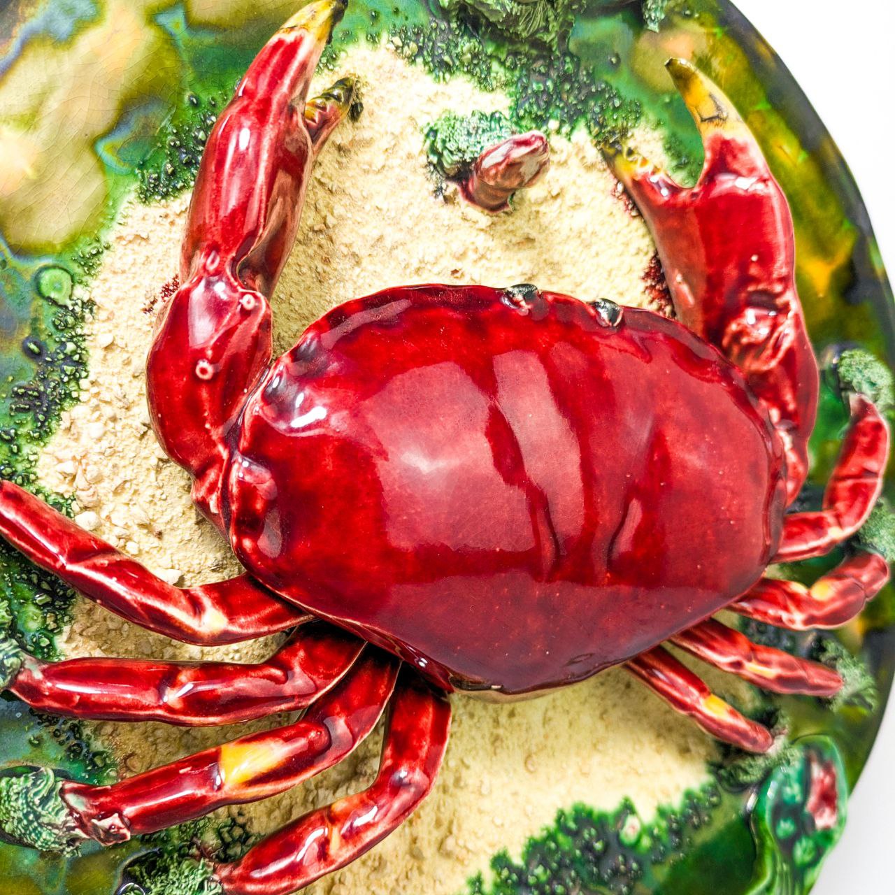 Plato de Mayólica Portuguesa con cangrejo c.1980