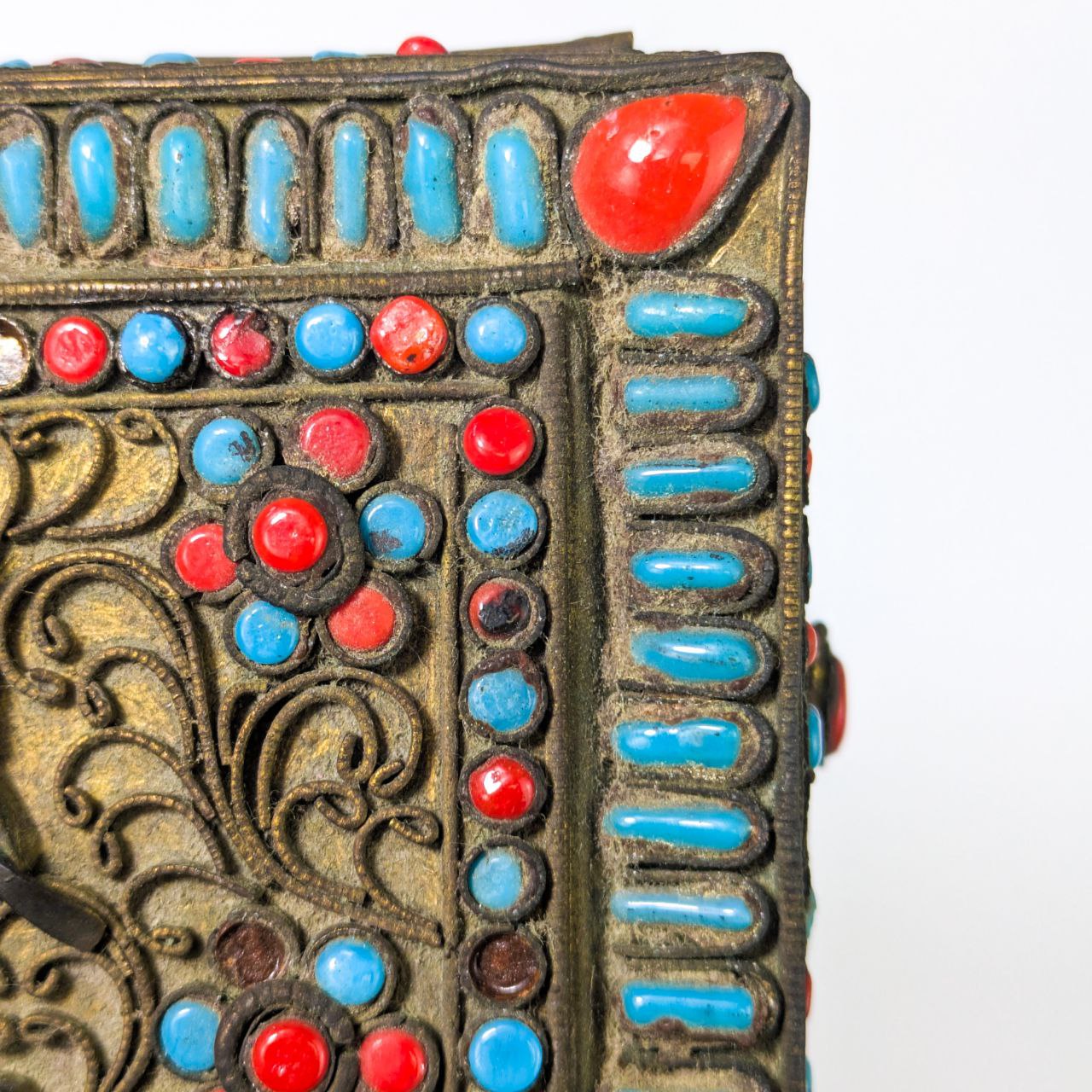 Caja Tibetana Filigrana, coral y Turquesa c.1900