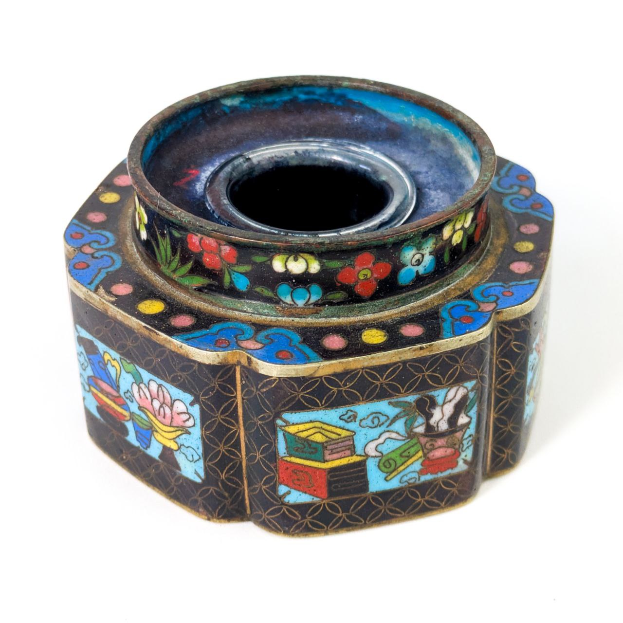 Tintero de Cloisonné Chino De la Primera República China (1911-1949)