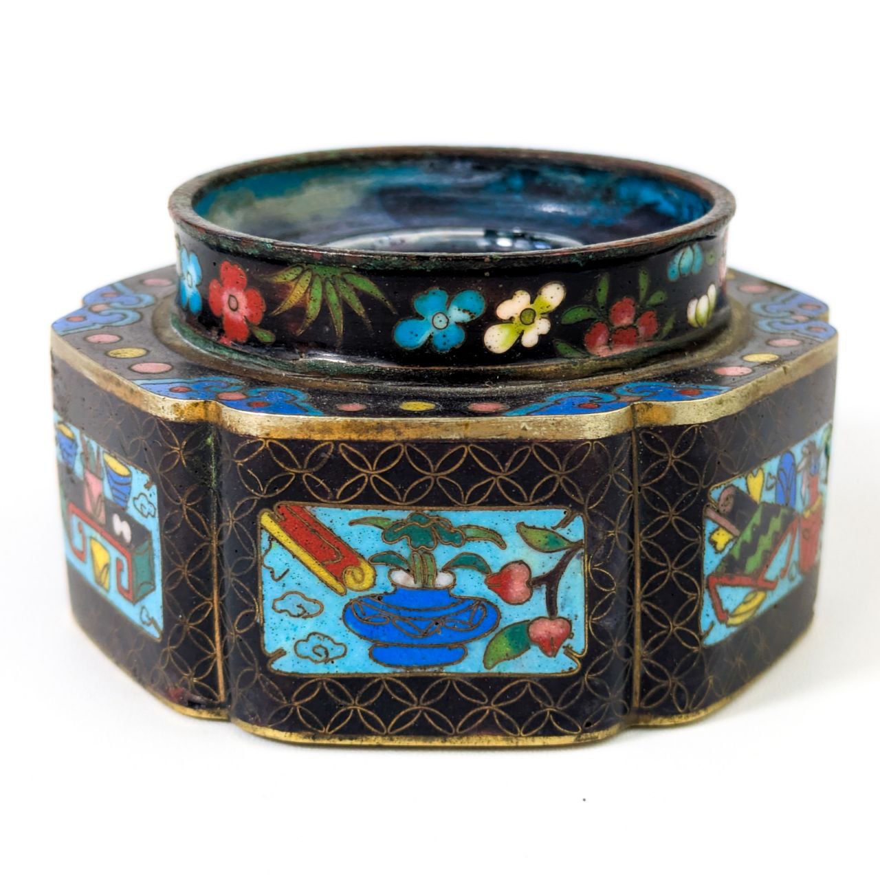 Tintero de Cloisonné Chino De la Primera República China (1911-1949)