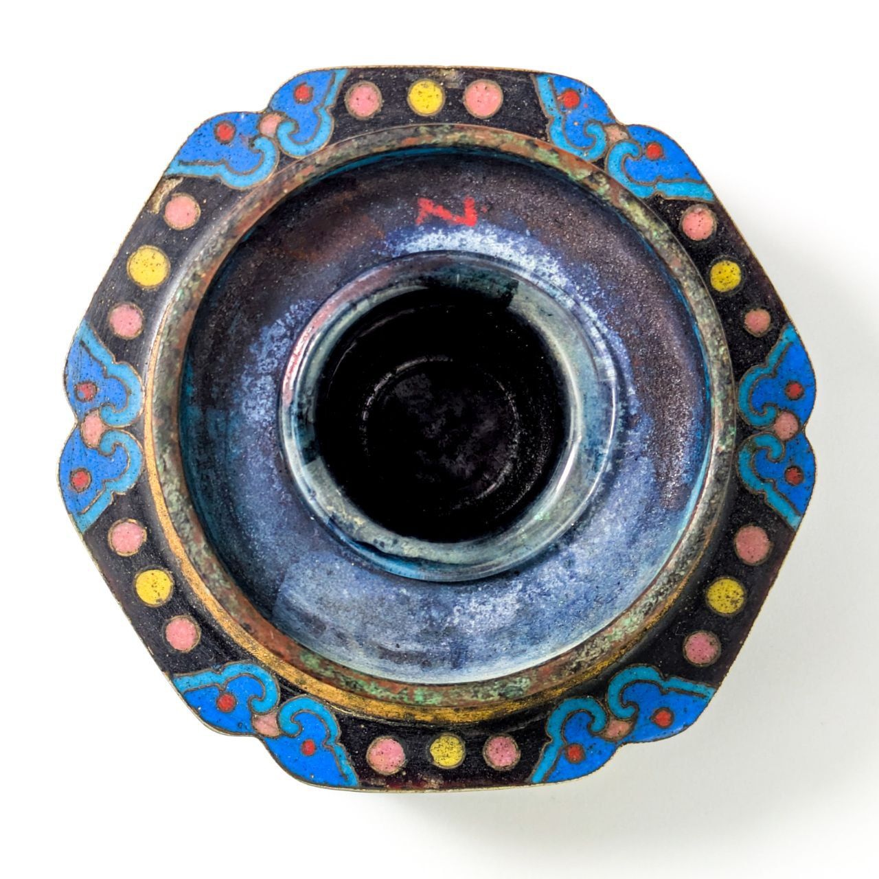 Tintero de Cloisonné Chino De la Primera República China (1911-1949)