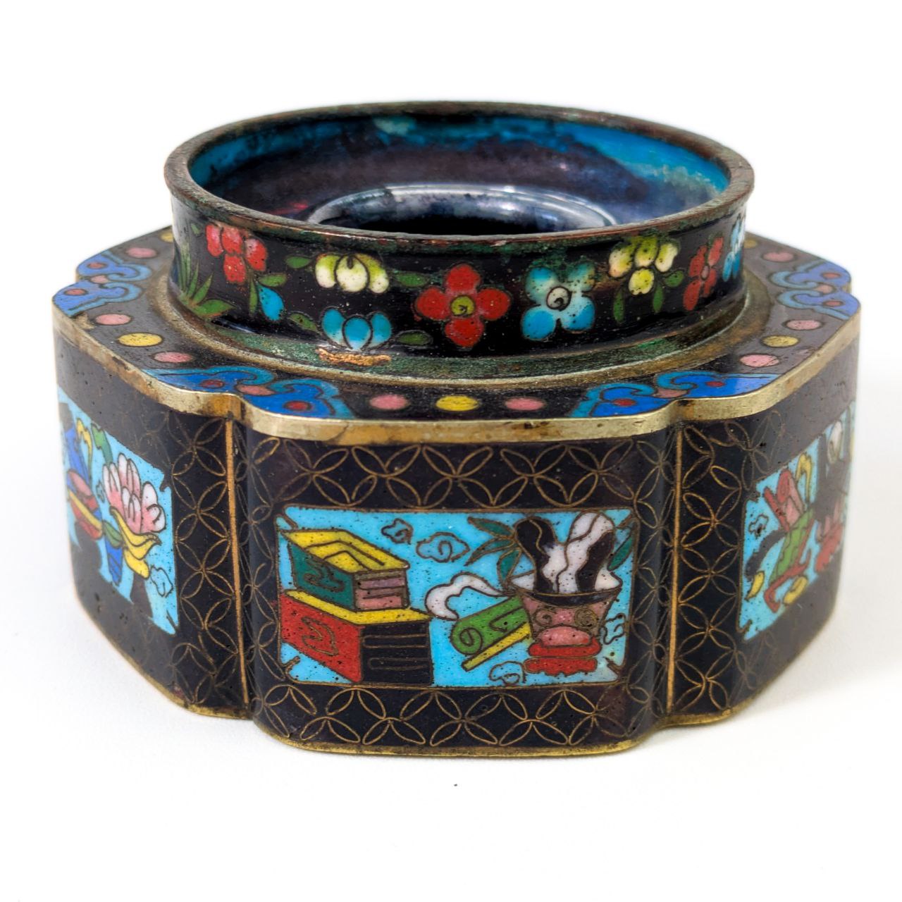 Tintero de Cloisonné Chino De la Primera República China (1911-1949)