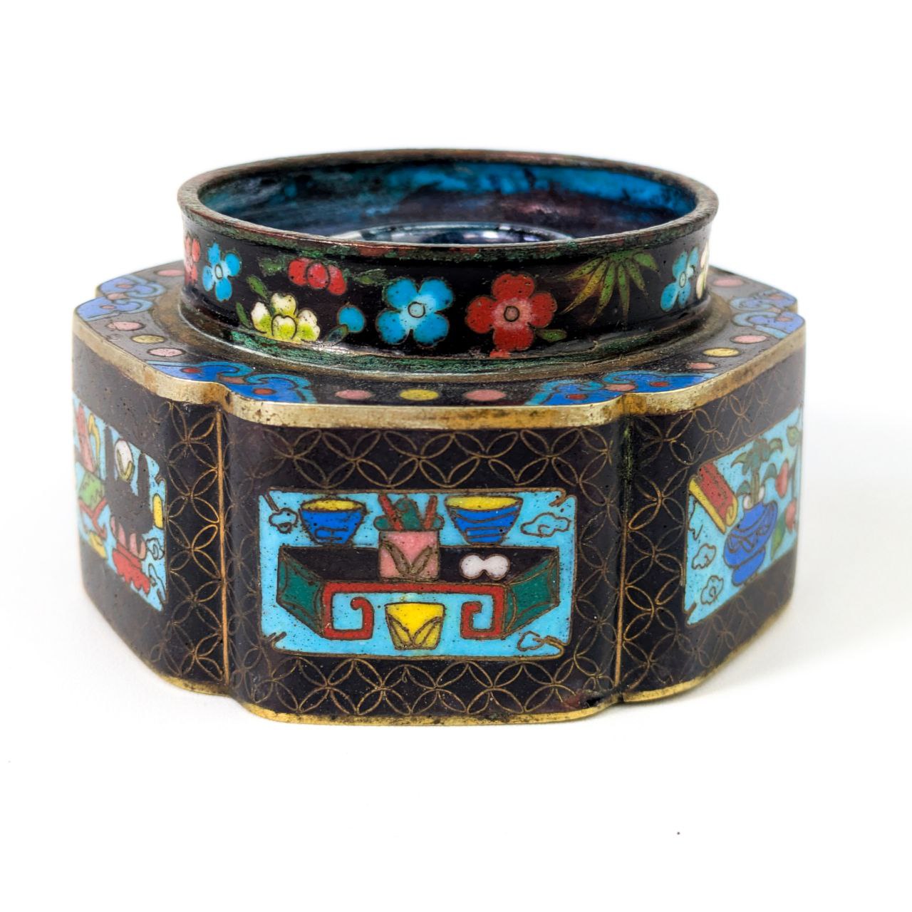 Tintero de Cloisonné Chino De la Primera República China (1911-1949)