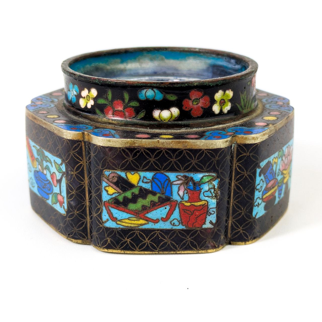 Tintero de Cloisonné Chino De la Primera República China (1911-1949)