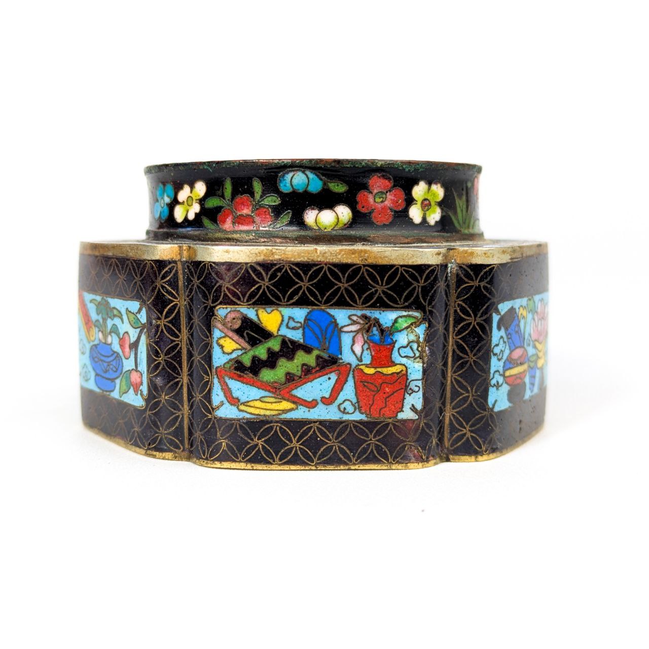 Tintero de Cloisonné Chino De la Primera República China (1911-1949)