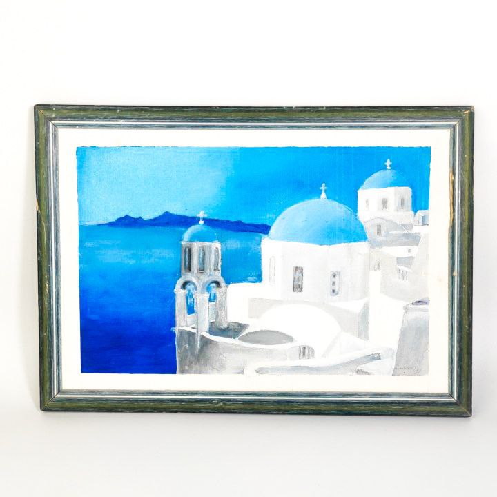 Pintura de paisaje urbano de Santorini, Grecia, Autor desconocido