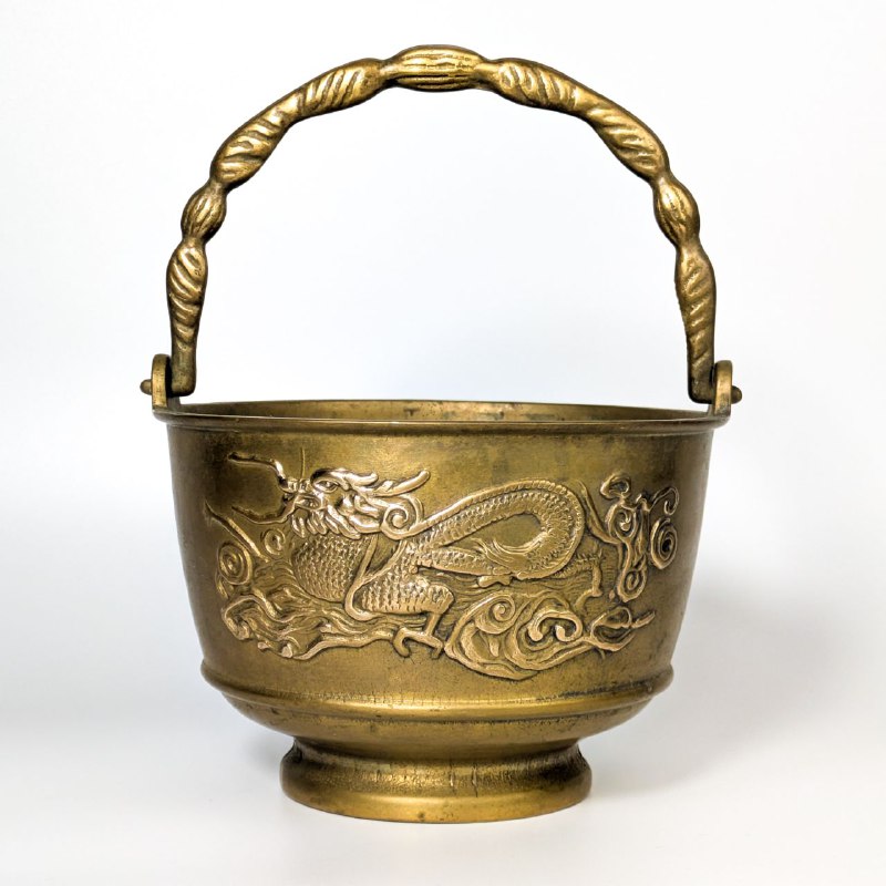 Cesta de bronce jardinera estilo Asiático, Francia c.1900