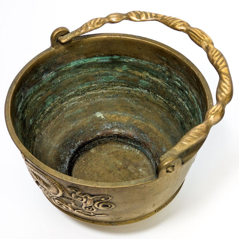 Cesta de bronce jardinera estilo Asiático, Francia c.1900