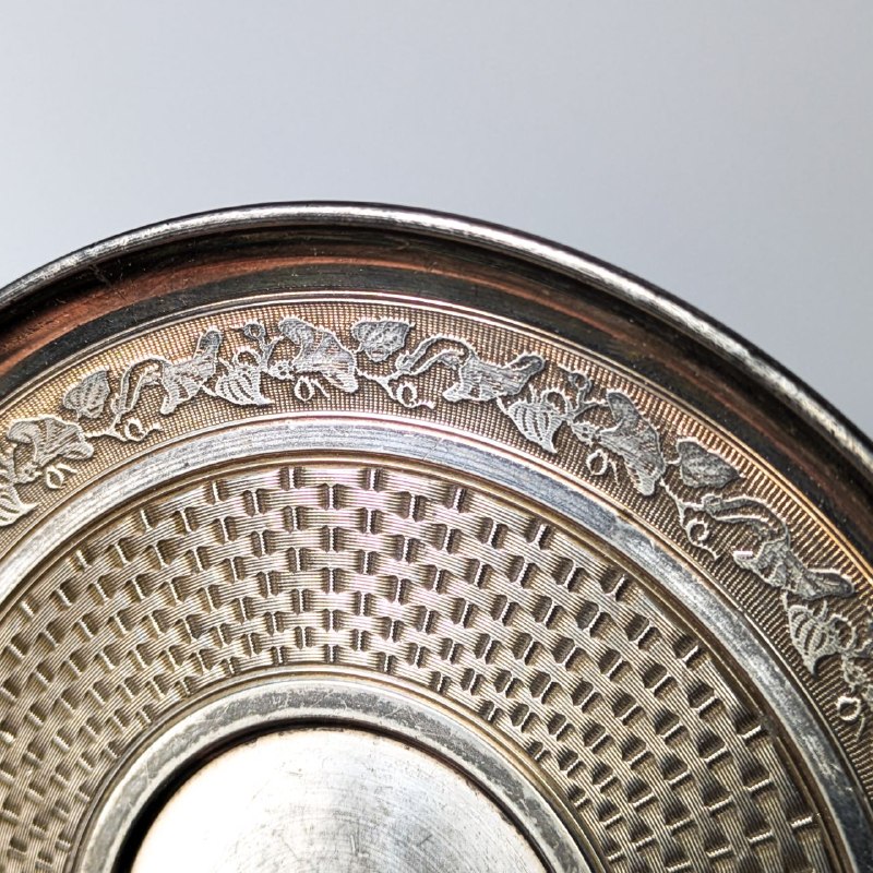 Taza Para Café con su plato Art Nouveau Bañada en Plata, Francia c.1900