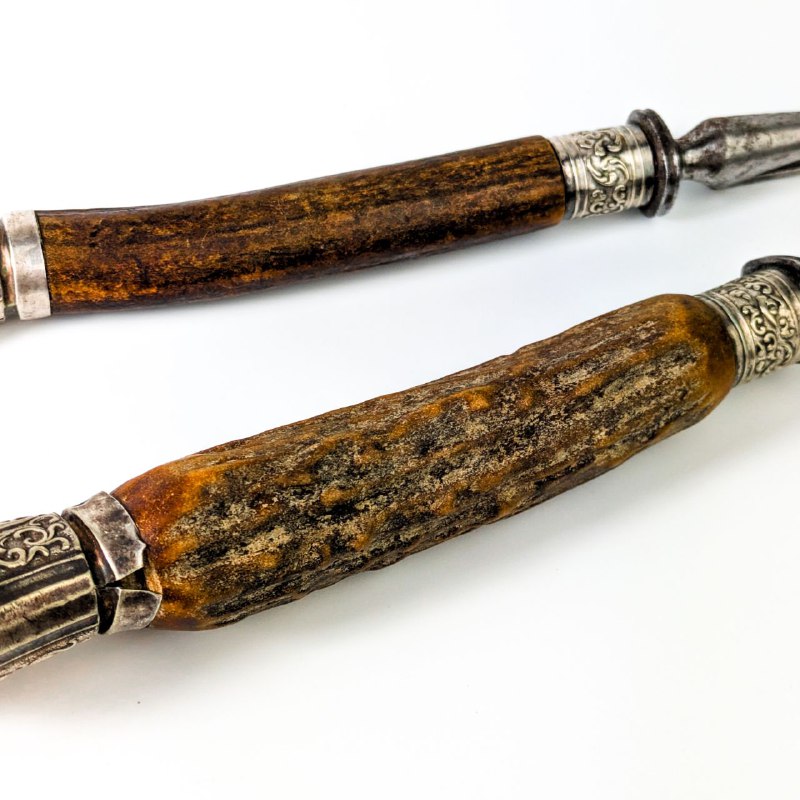 Cubiertos Victorianos de Inglaterra con cuerno de ciervo de finales s.XIX