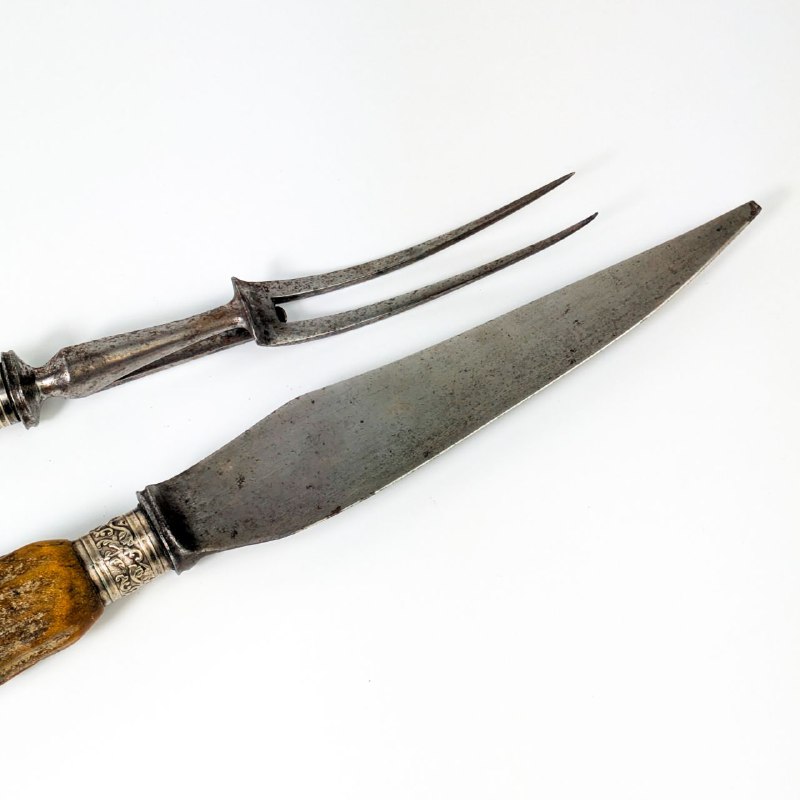 Cubiertos Victorianos de Inglaterra con cuerno de ciervo de finales s.XIX