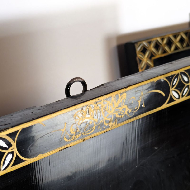 Conjunto 3 Paneles Chinos laca negra y madreperla c.1970