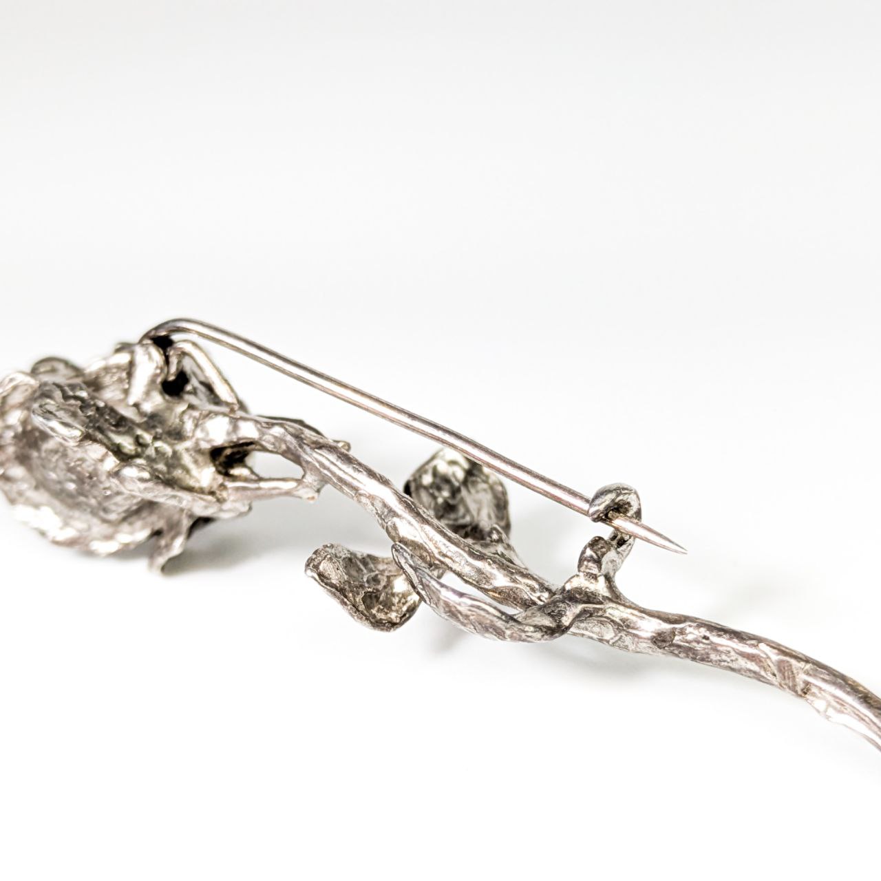 Broche pin de Rosa de plata 925 firmado Soler
