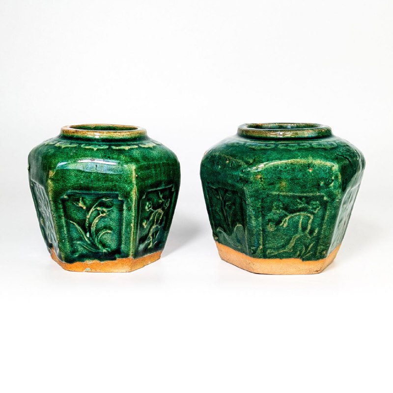 Pareja de Tarros de Jengibre de Shiwan, China c.1940
