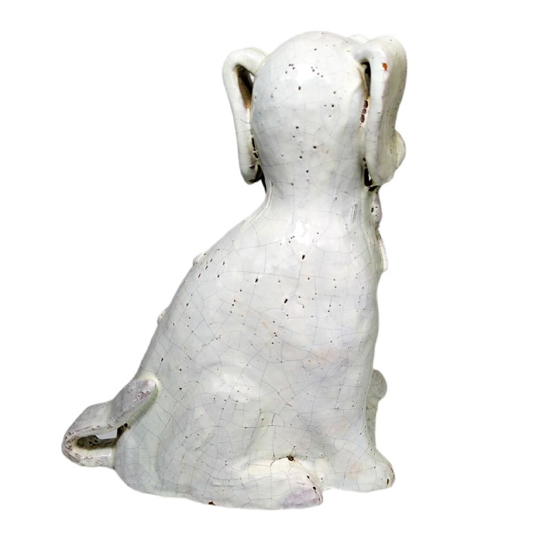 Figura de Perro Foo o Quimera esmaltado en Blanco s.XX
