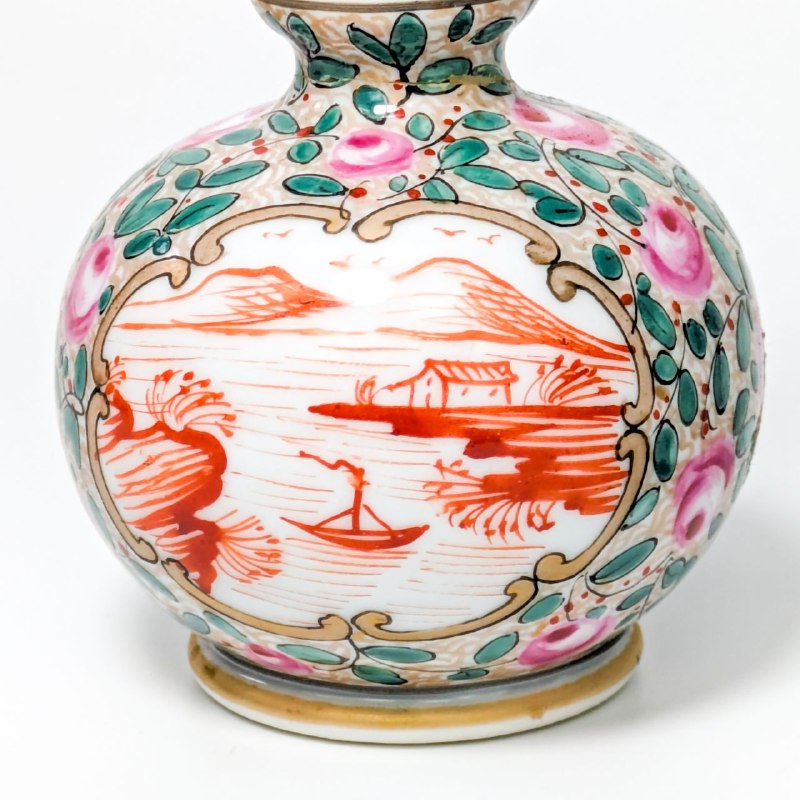 Jarrón y Plato Franceses estilo Rose Mandarin de Cantón