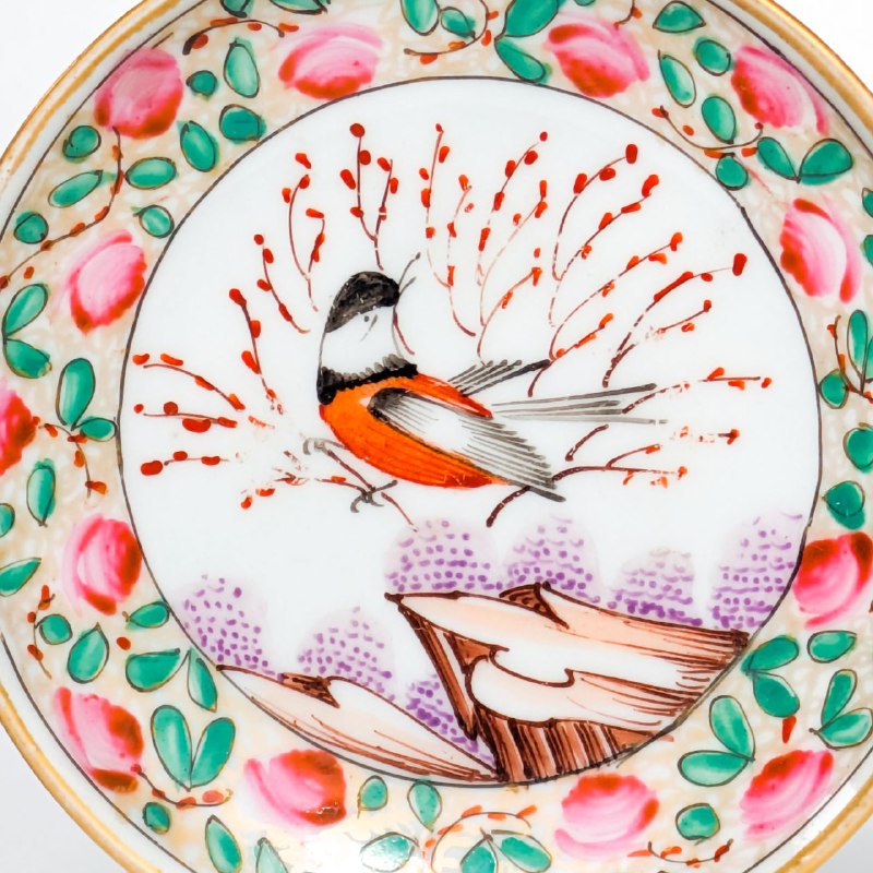 Jarrón y Plato Franceses estilo Rose Mandarin de Cantón