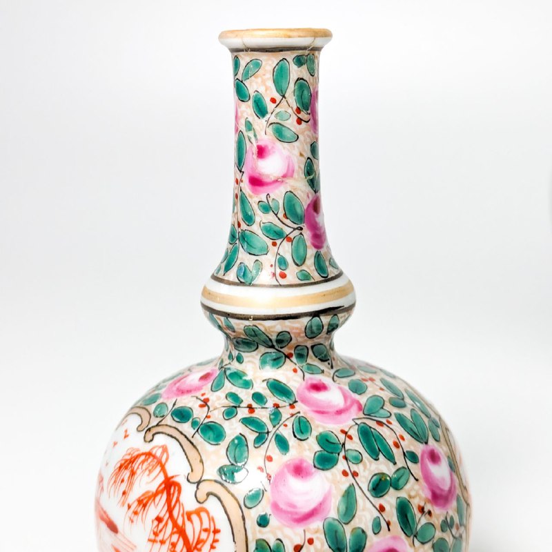 Jarrón y Plato Franceses estilo Rose Mandarin de Cantón