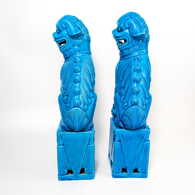 Pareja de Perros machos Foo Chinos c.1950