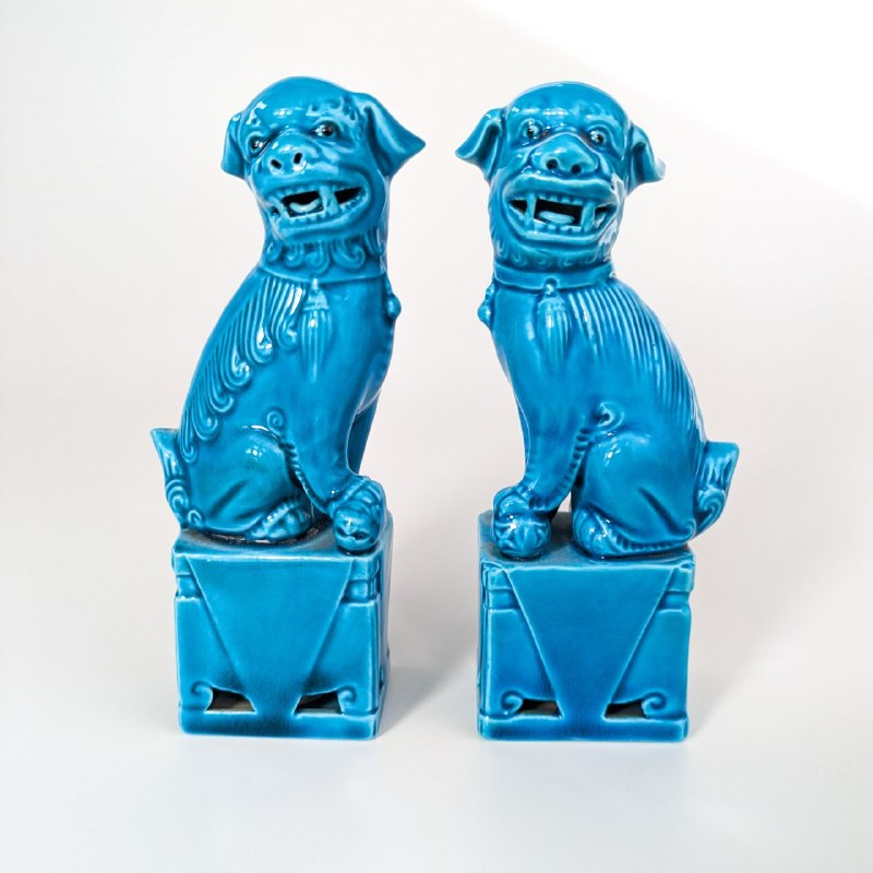 Pareja de Perros Foo Chinos 12cm c.1950