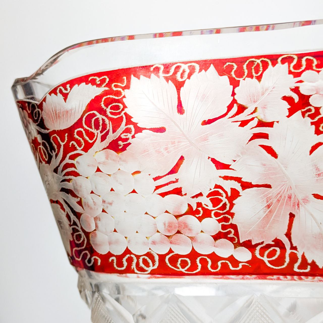 Jarrón de cristal de bohemia tallado s.XIX