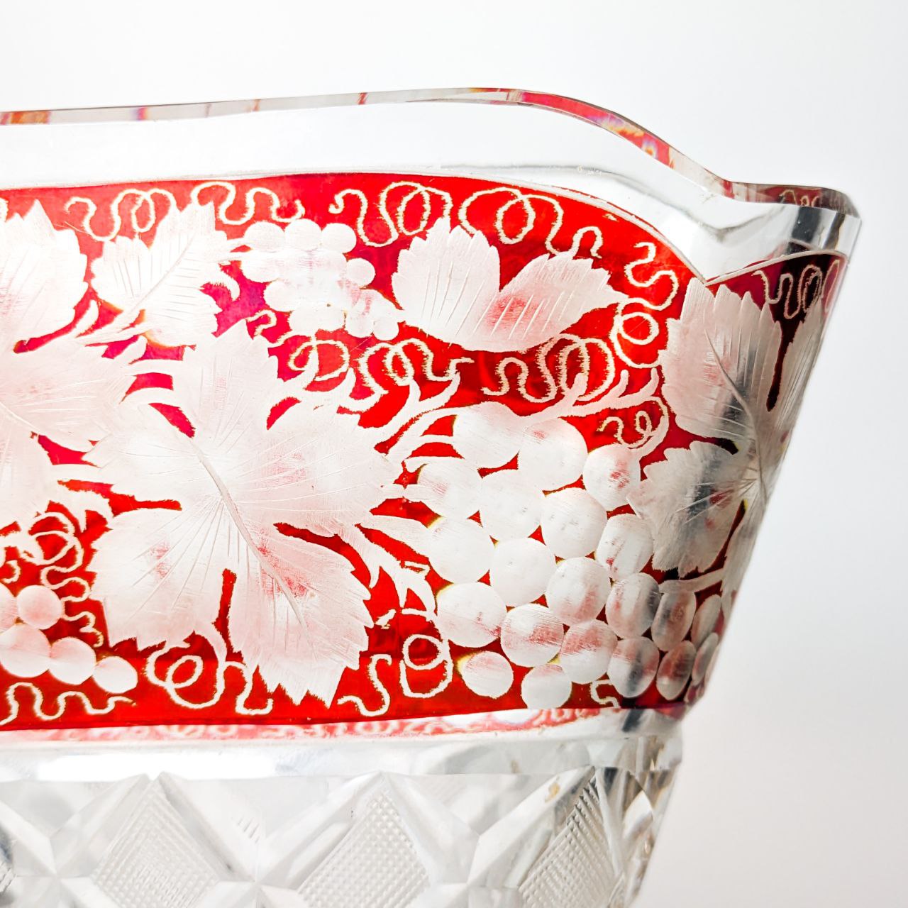 Jarrón de cristal de bohemia tallado s.XIX