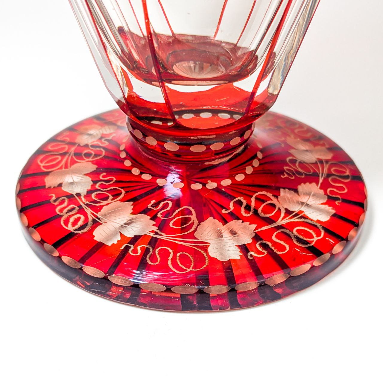 Jarrón de cristal de bohemia tallado s.XIX