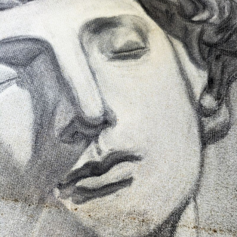 Dibujo de Busto de Artista Barcelonés Ramón Martí c.1955