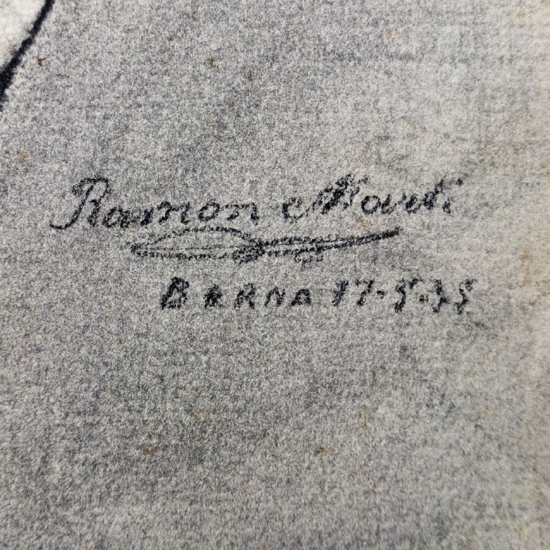 Dibujo de Busto de Artista Barcelonés Ramón Martí c.1955