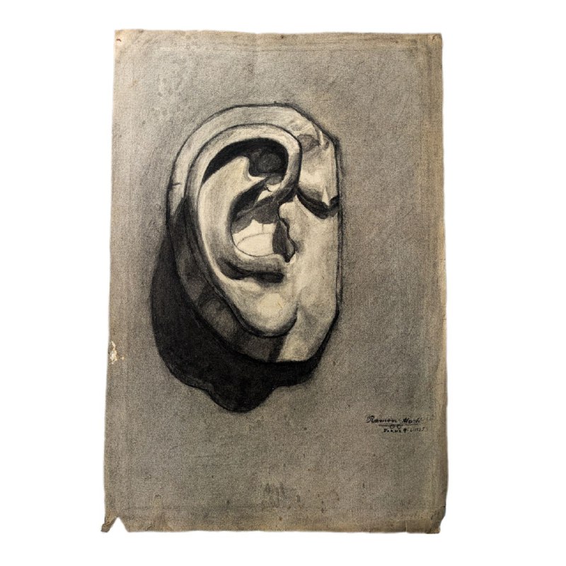 Dibujo de oreja de Artista Barcelonés Ramón Martí c.1955