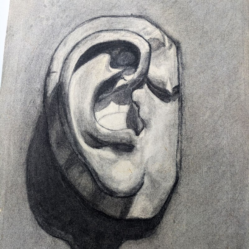 Dibujo de oreja de Artista Barcelonés Ramón Martí c.1955