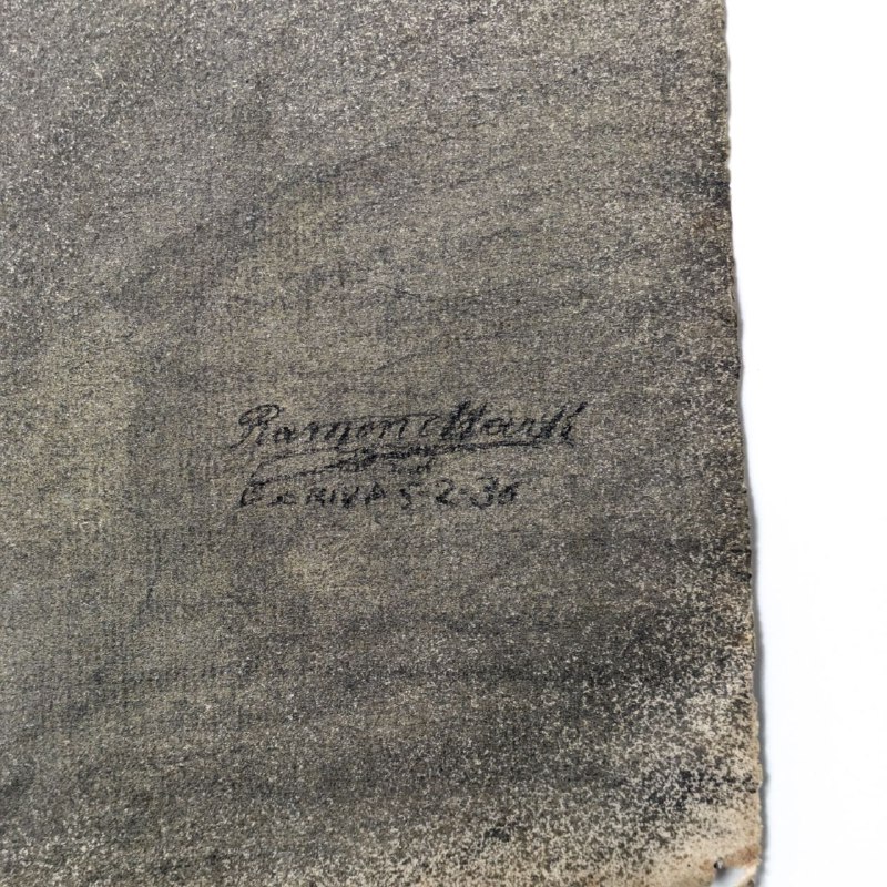 Dibujo de Busto de Voltaire de Artista Barcelonés Ramón Martí c.1955