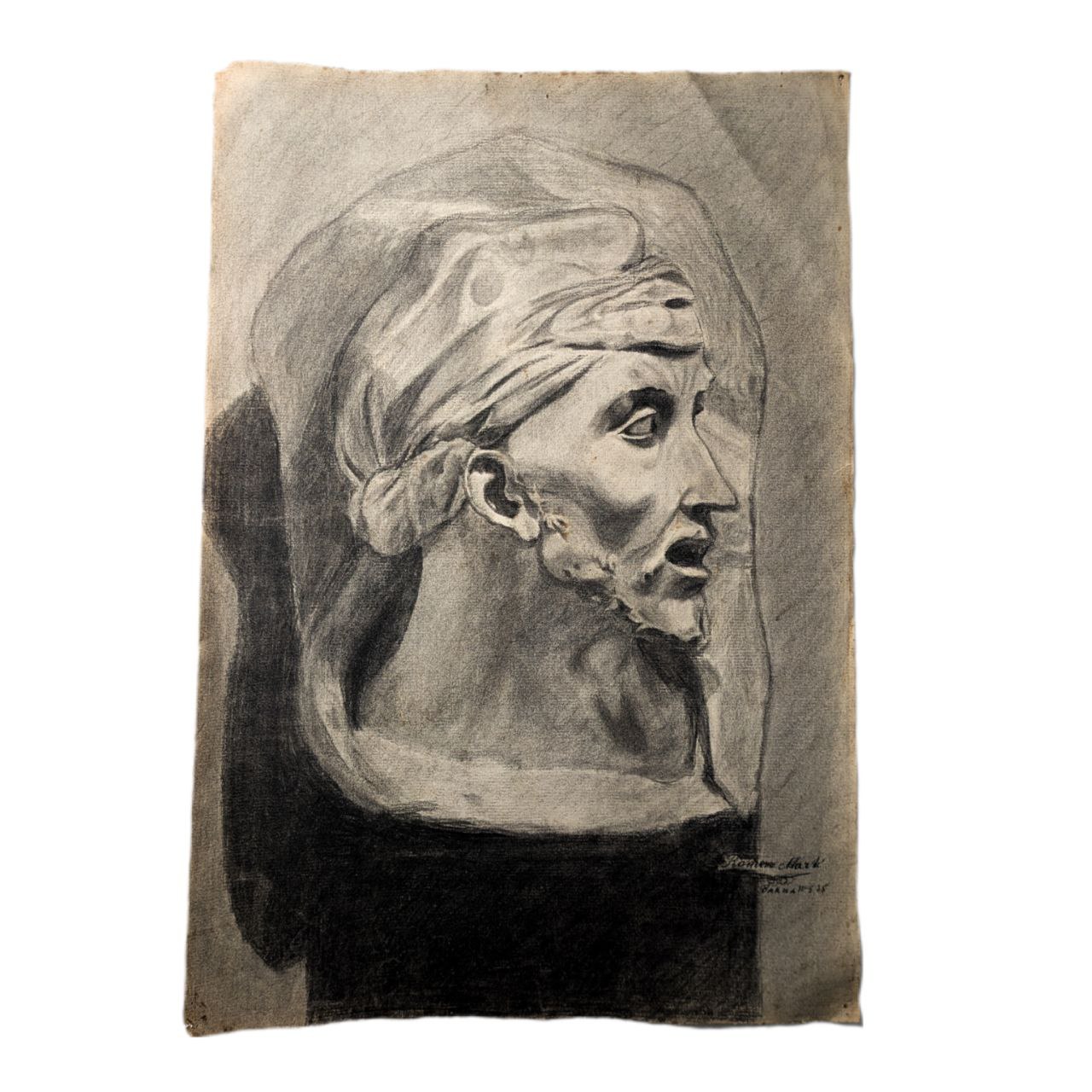 Dibujo de Busto de Artista Barcelonés Ramón Martí c.1955