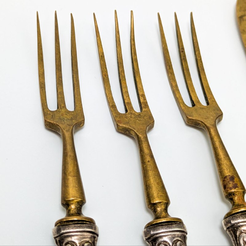 Cubiertos de postre bañados en plata Francia c.1900