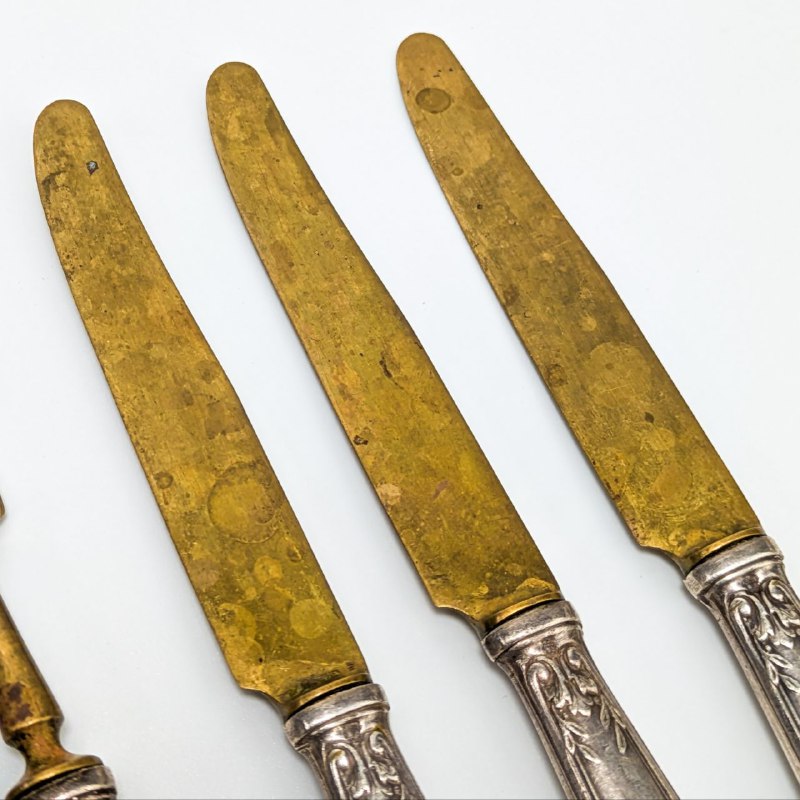 Cubiertos de postre bañados en plata Francia c.1900