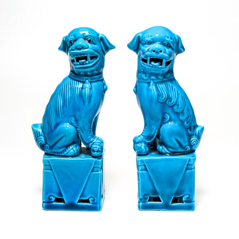 Pareja de Perros Foo Chinos 12cm c.1970