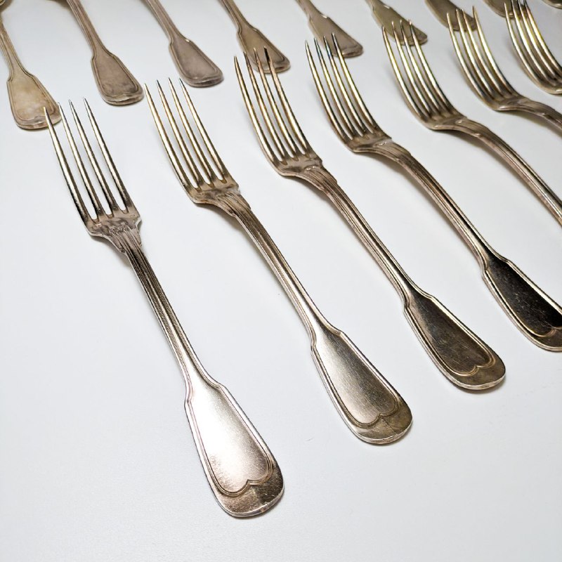 Juego de cubiertos Art decó bañados en plata Joseph Buisson, Francia c.1930