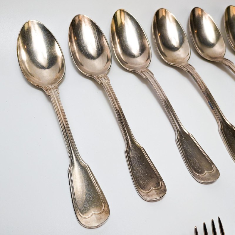 Juego de cubiertos Art decó bañados en plata Joseph Buisson, Francia c.1930