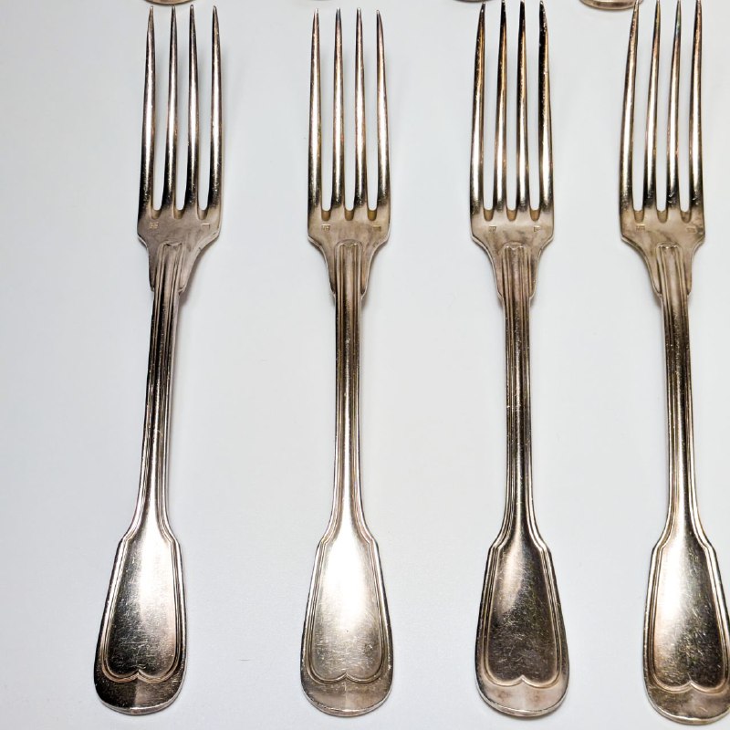 Juego de cubiertos Art decó bañados en plata Joseph Buisson, Francia c.1930