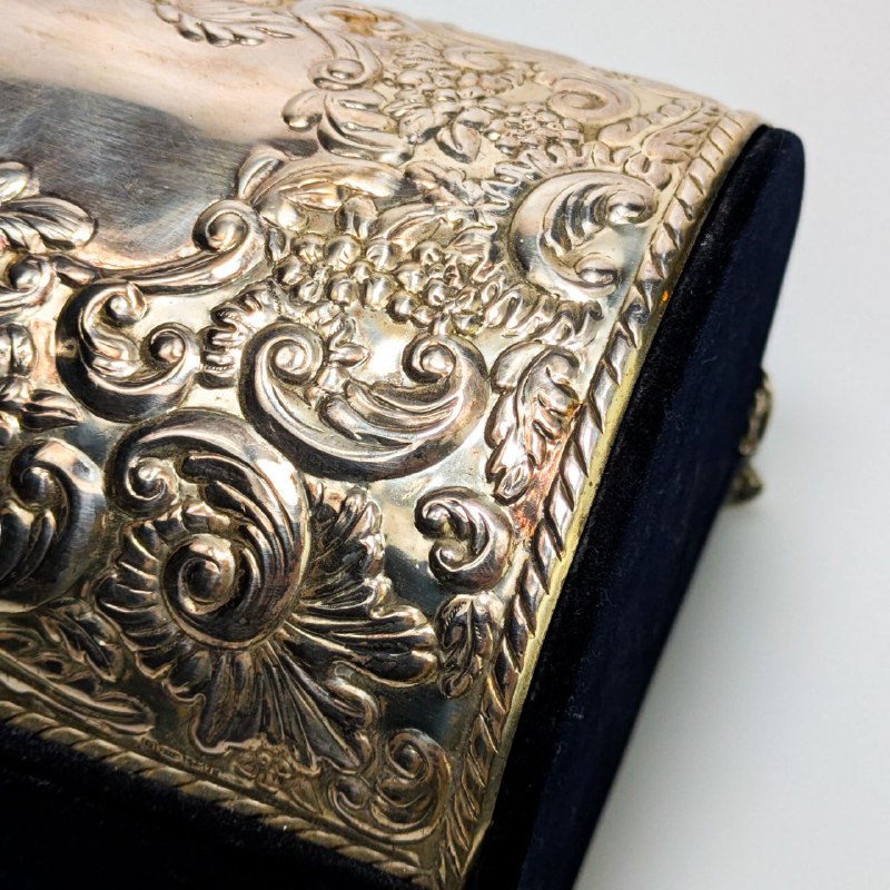 Caja Joyero de terciopelo y Plata 925