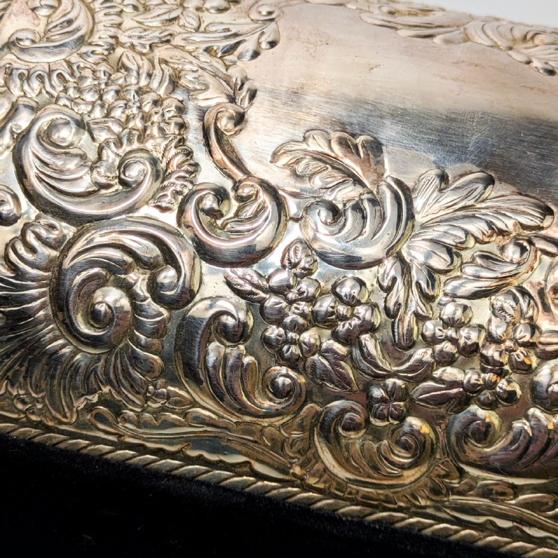 Caja Joyero de terciopelo y Plata 925