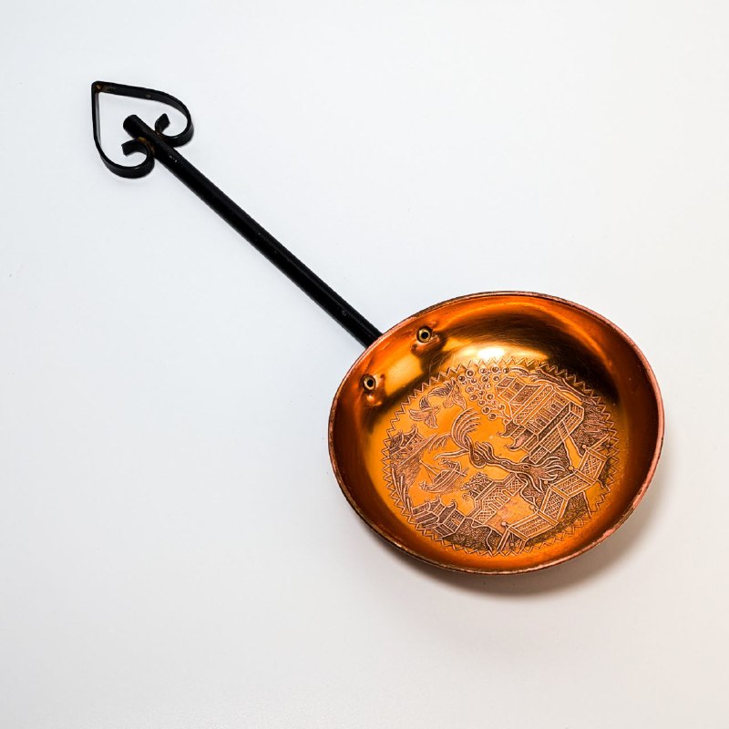 Pequeña Sartén Decorativa de cobre patrón Willow s.XX