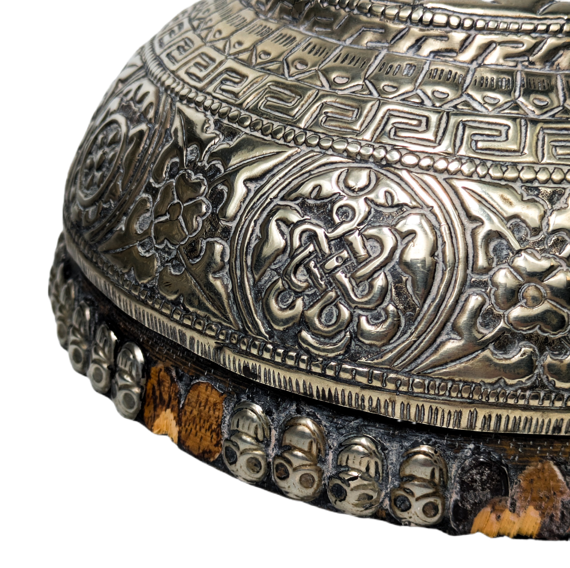 Cuenco budista ceremonial para Tsampa con plata, Tibet c.1880